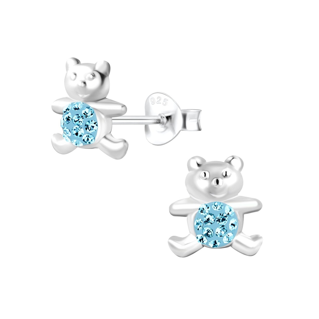 Puces d'oreilles ours en argent cristal