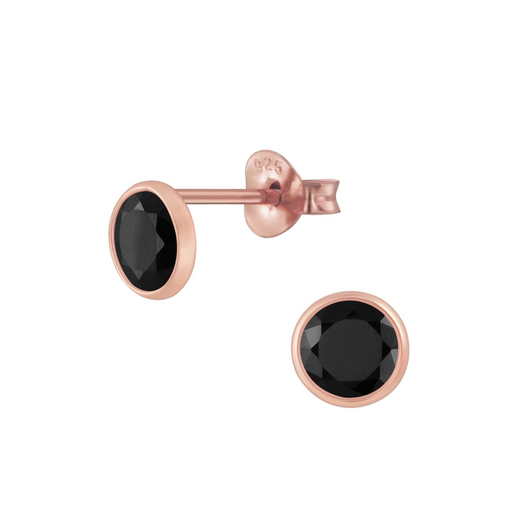 Puces d'oreilles enroulées en argent zircon rond 4 mm