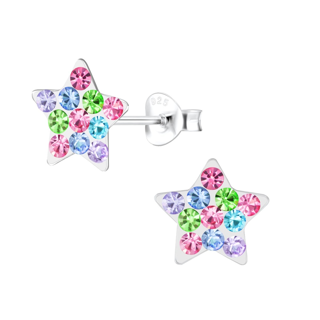 Puces d'oreilles étoile en argent cristal
