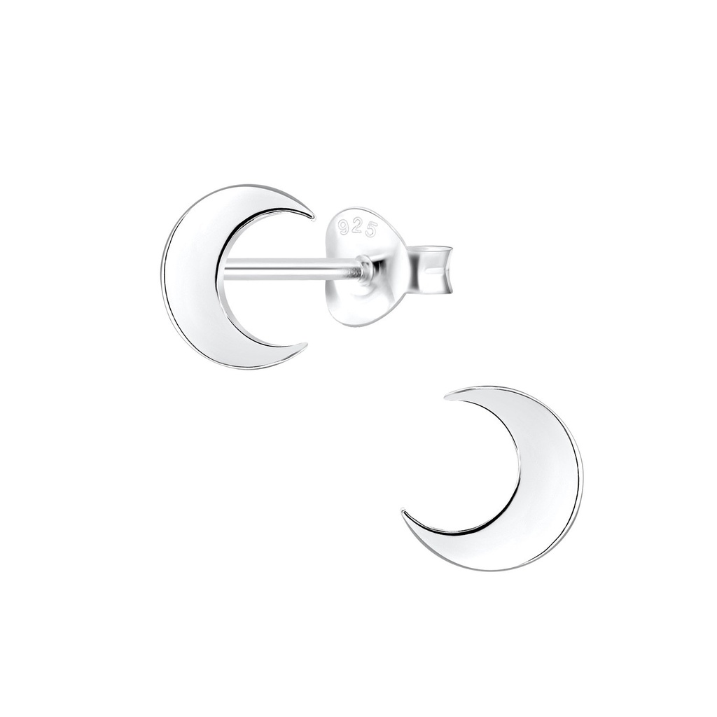 Silver Moon Stud Earrings