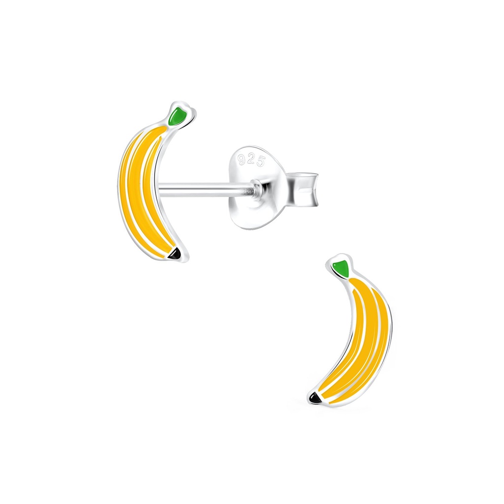 Silver Banana Stud Earrings