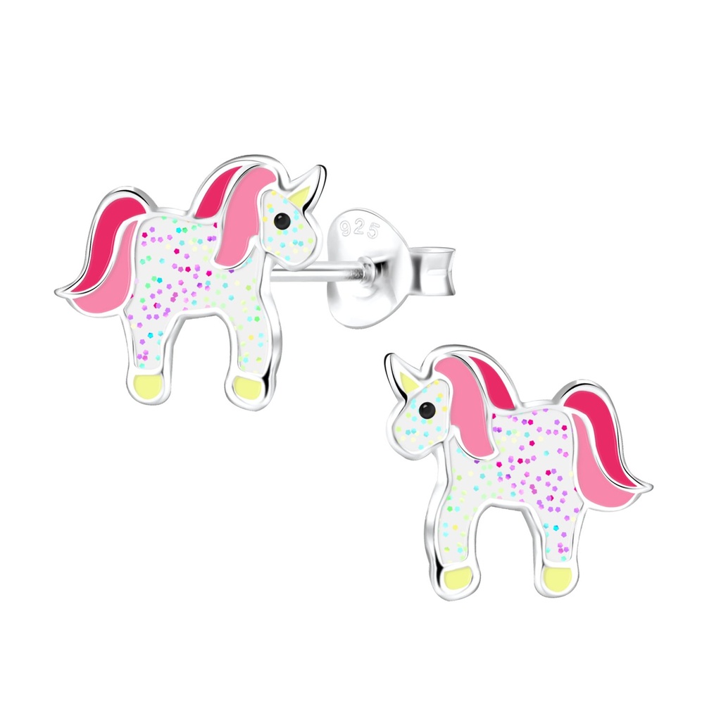 Silver Unicorn Stud Earrings
