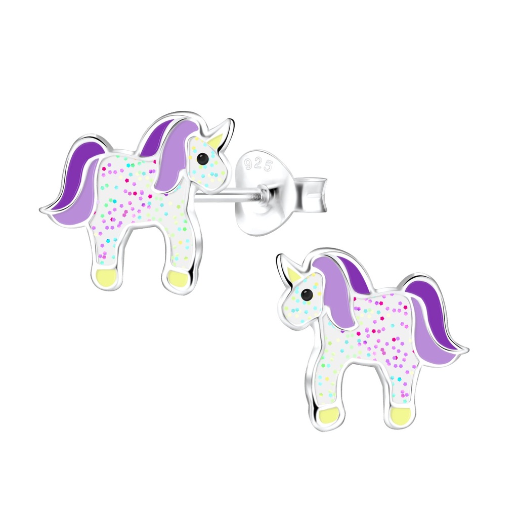 Silver Unicorn Stud Earrings