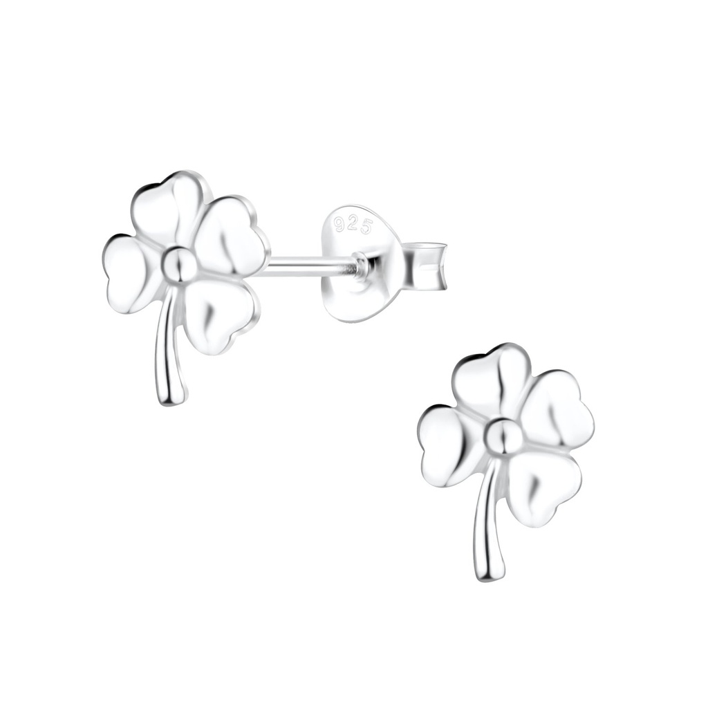 Silver Clover Stud Earrings
