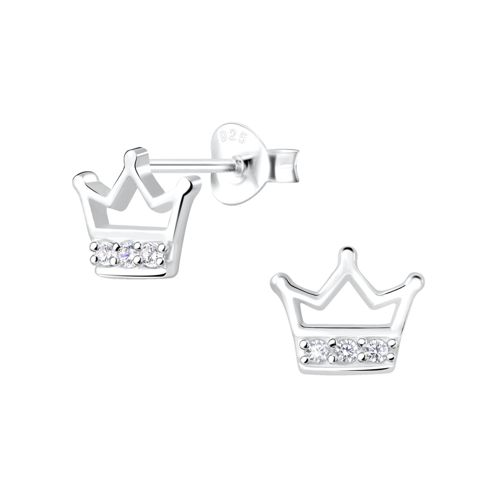 Silver Crown Stud Earrings