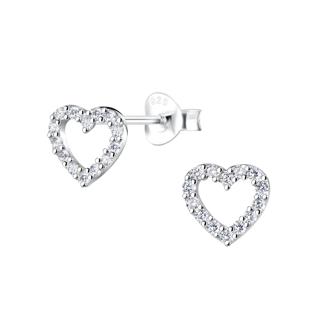 Puces d'oreilles cœur en argent