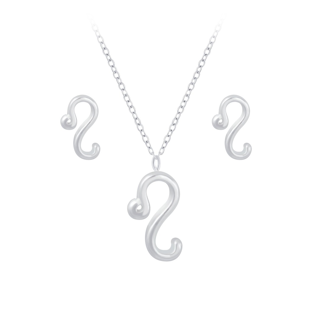 [10010144] Parure collier signe du zodiaque Lion et puces d'oreilles en argent