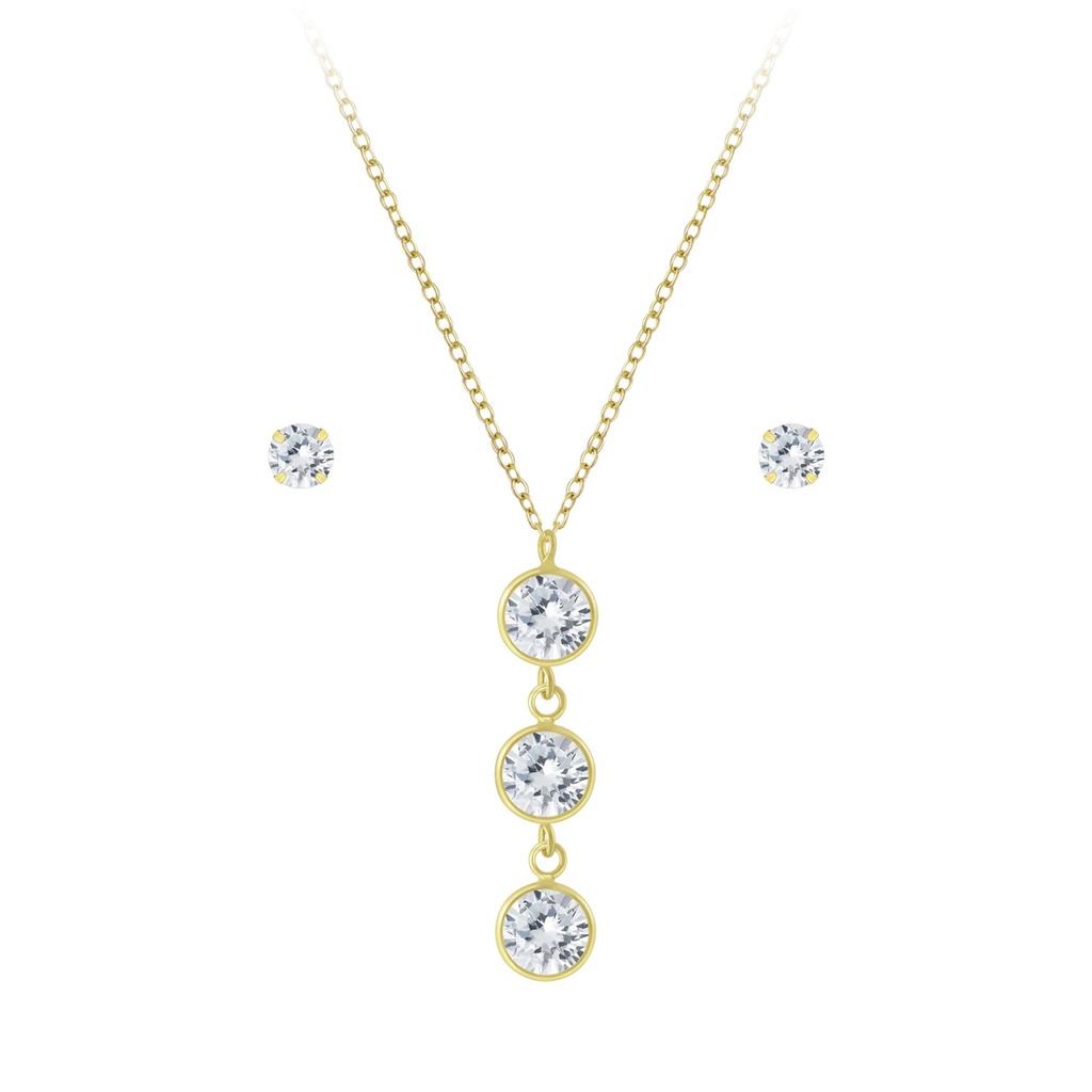 Parure collier scintillant et puces d'oreilles en argent
