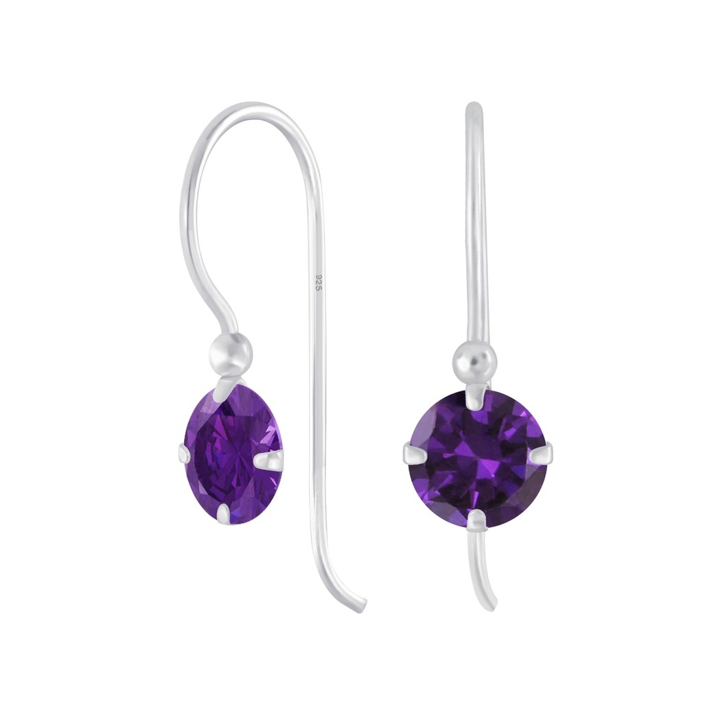 Boucles d'oreilles en argent zircon rond 6 mm