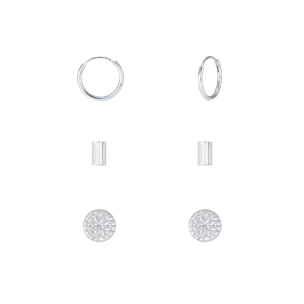 [10010122] Silver Minimal Earrings Set