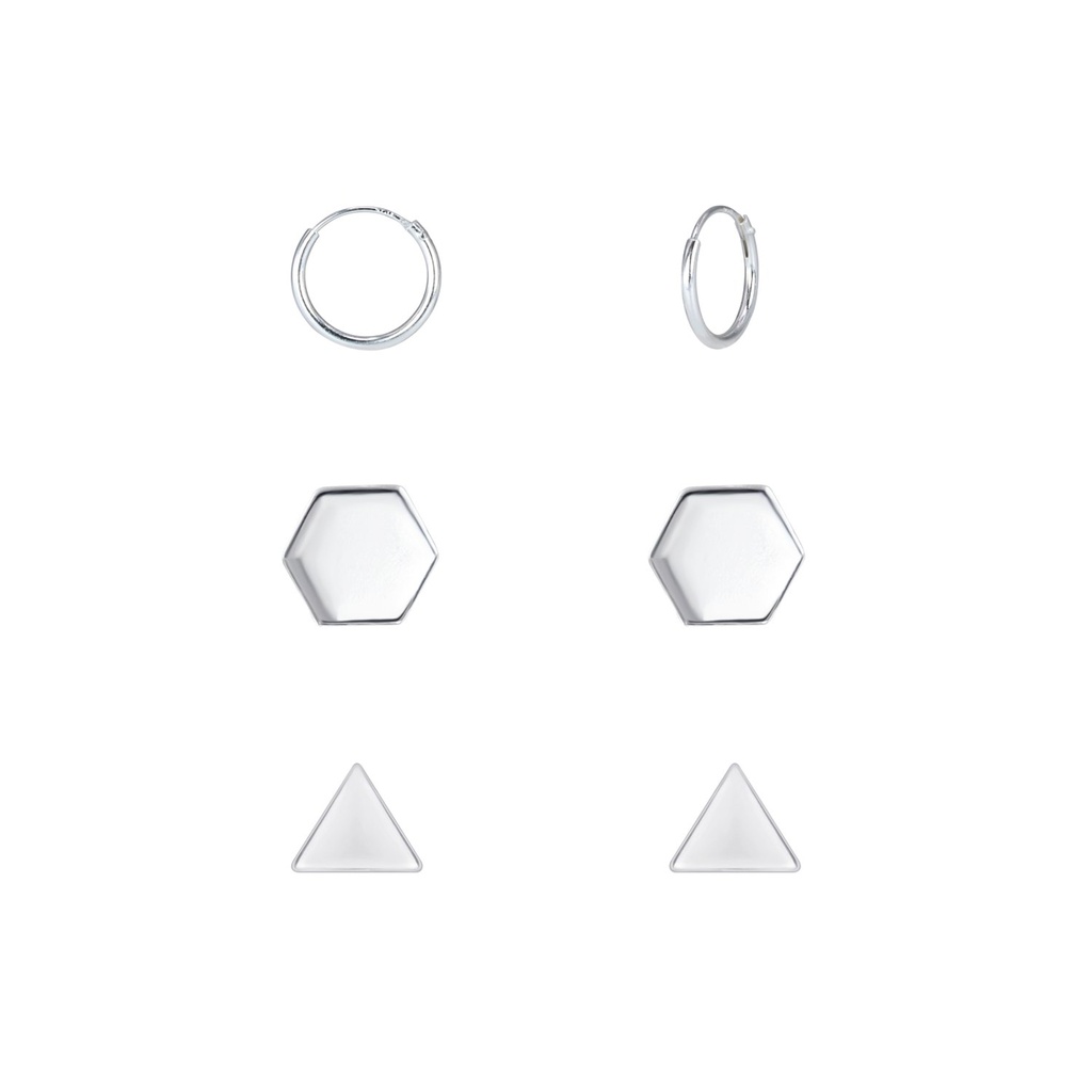 Lot de boucles d'oreilles géométriques en argent