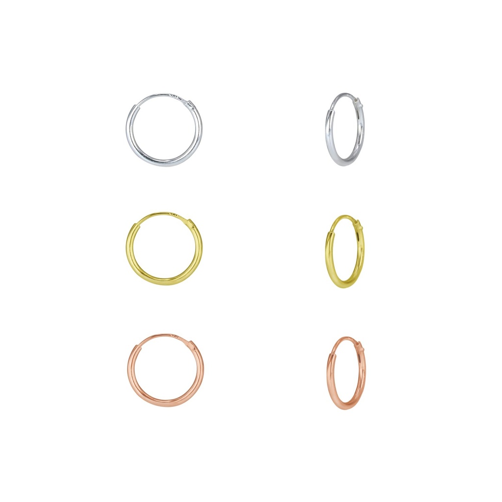 [10010119] 12mm Silver Hoop Earrings Set