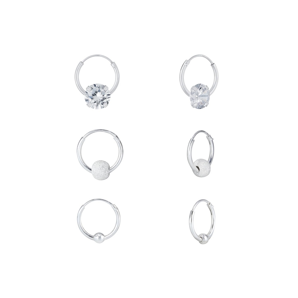 [10010116] Lot de créoles assorties en argent