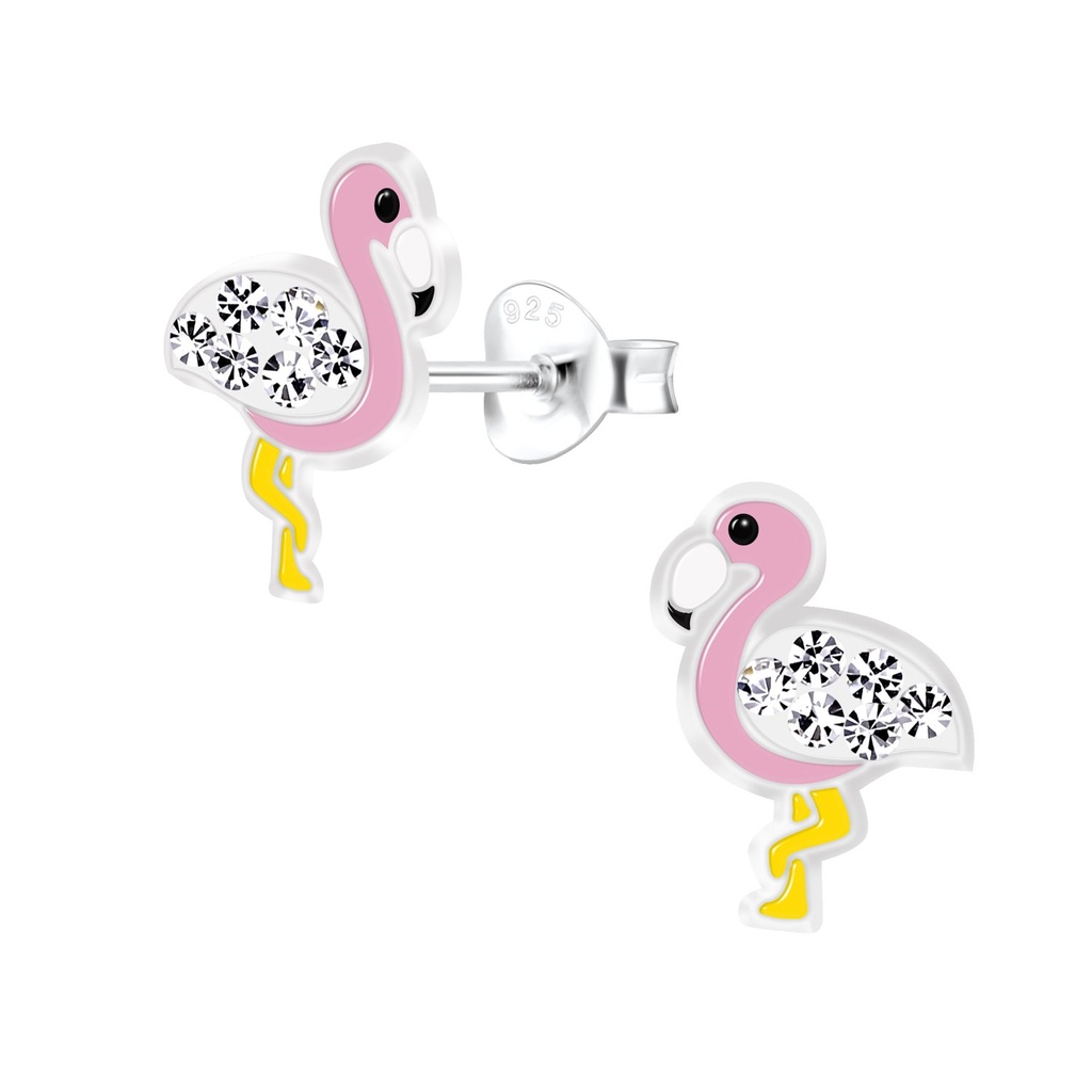 Silver Flamingo Stud Earrings