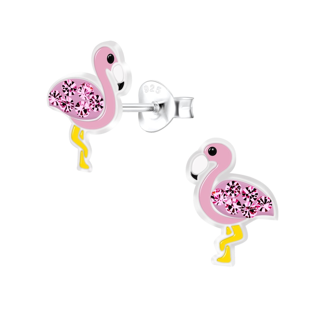 Puces d'oreilles flamant rose en argent