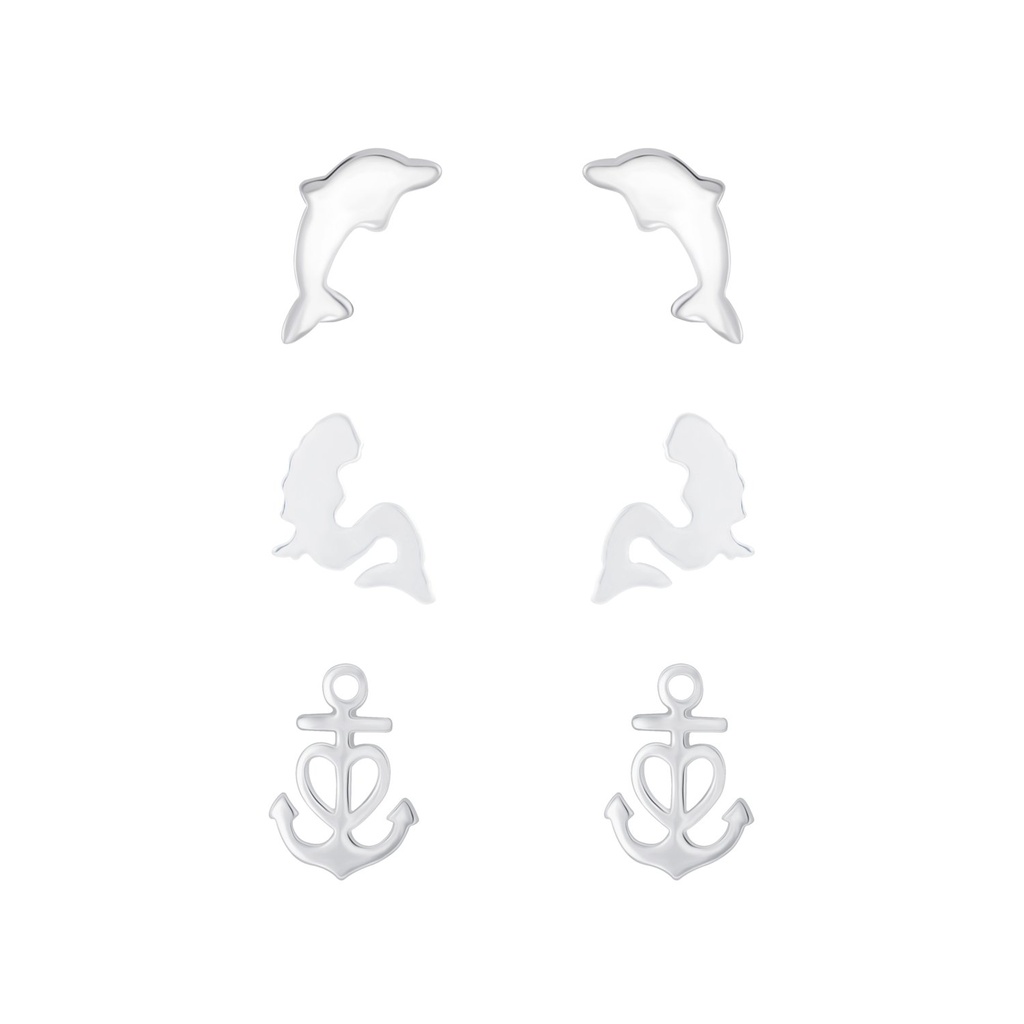 Lot de puces d'oreilles océan en argent