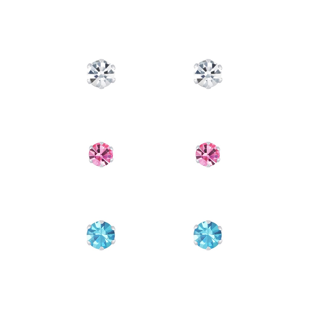 Lot de puces d'oreilles en argent cristal 4 mm