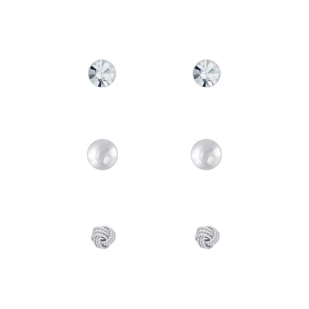 [10010108] Silver Basic Stud Earrings Set