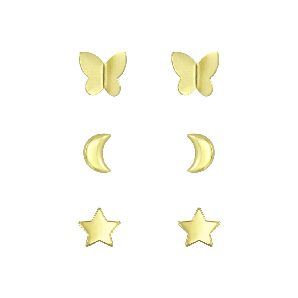 [10010107] Silver Gold Stud Earrings Set