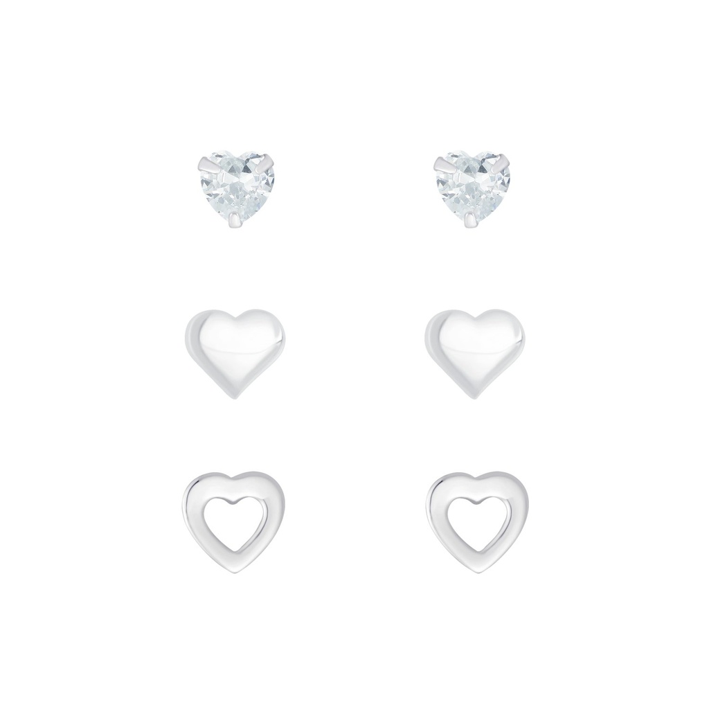 [10010105] Lot de puces d'oreilles cœur en argent
