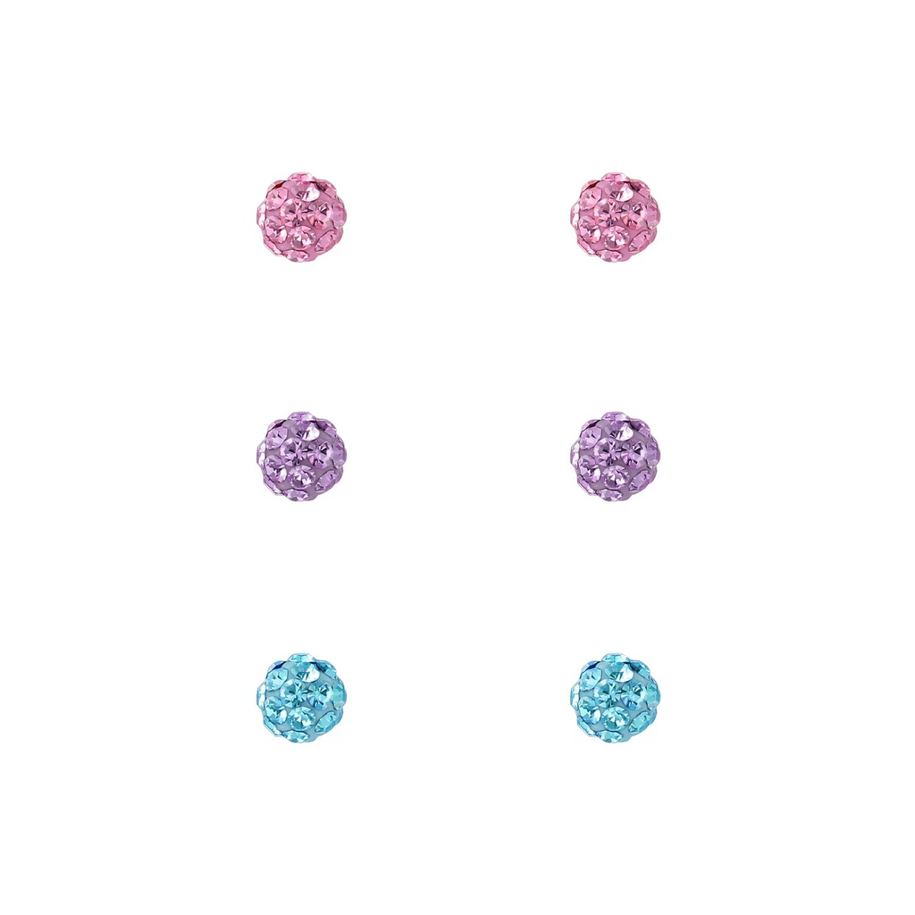 [10010102] Silver Crystal Ball Stud Earrings Starter Set