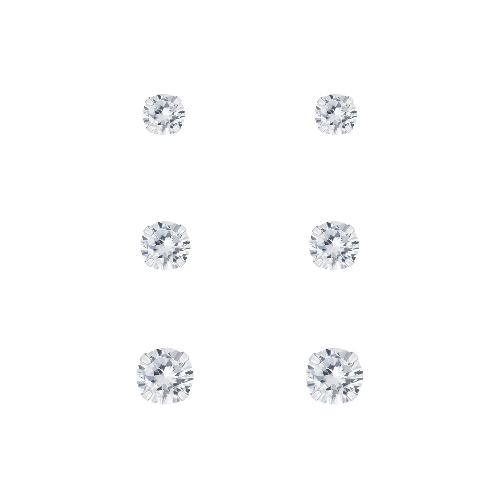 Lot de puces d'oreilles en argent zircon 3 mm, 4 mm et 5 mm