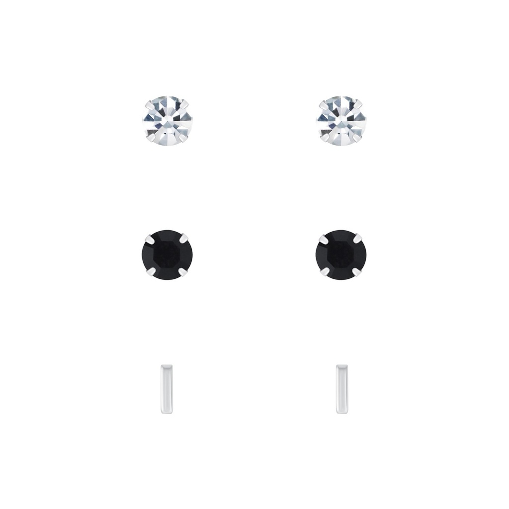 [10010098] Silver Basic Stud Earrings Set