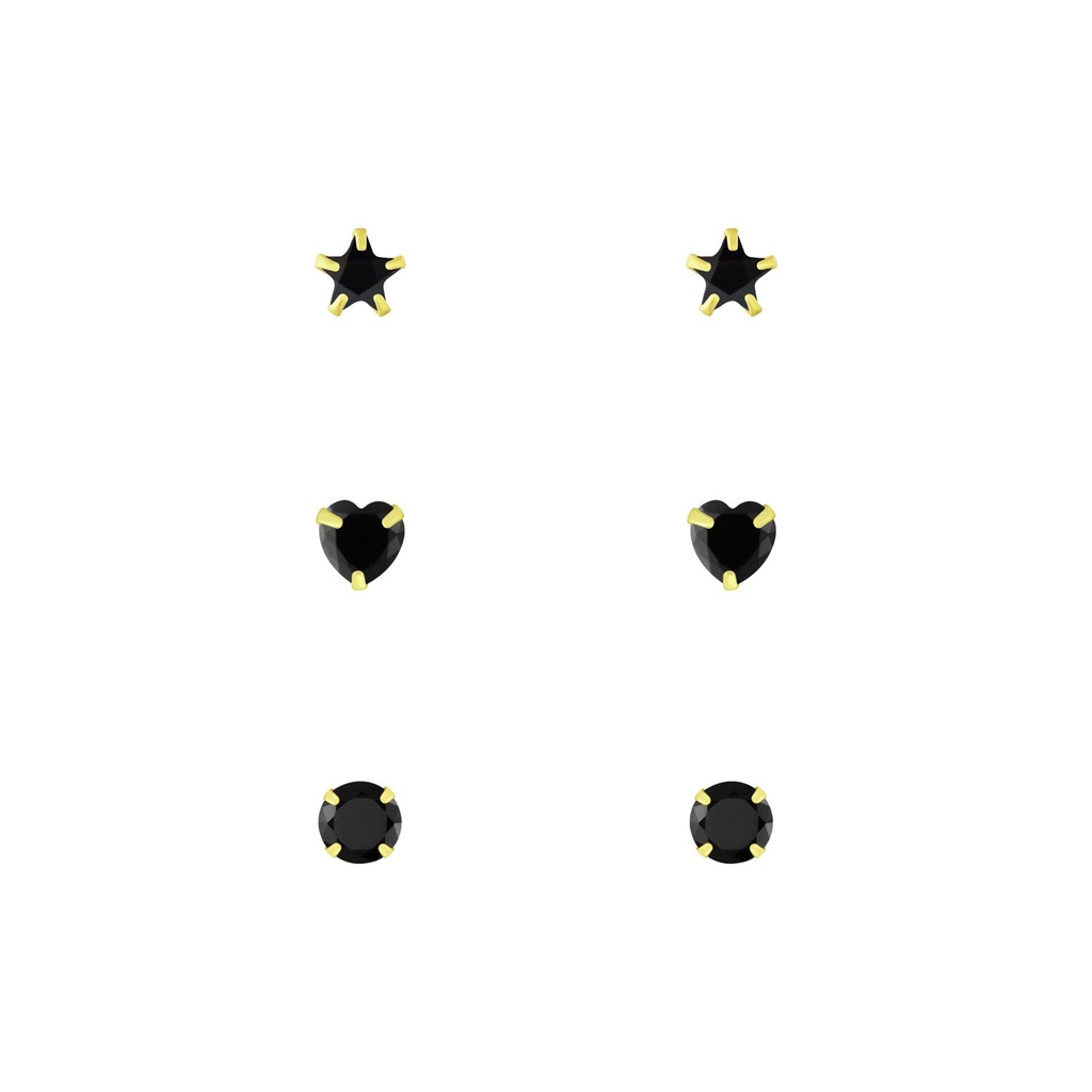 [10010097] 3mm Cubic Zirconia Silver Stud Earrings Set