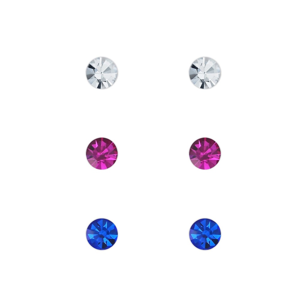 [10010094] 4mm Crystal Silver Stud Earrings Set