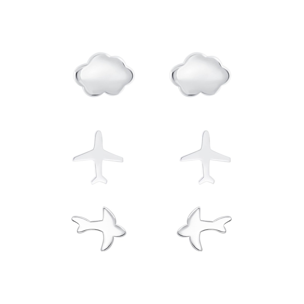 Lot de puces d'oreilles ciel en argent