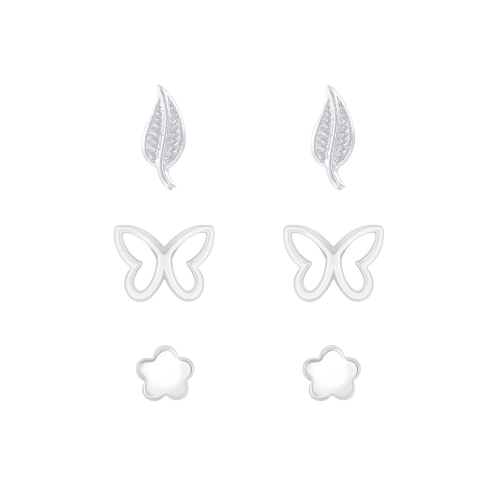 [10010088] Silver Spring Stud Earrings Set