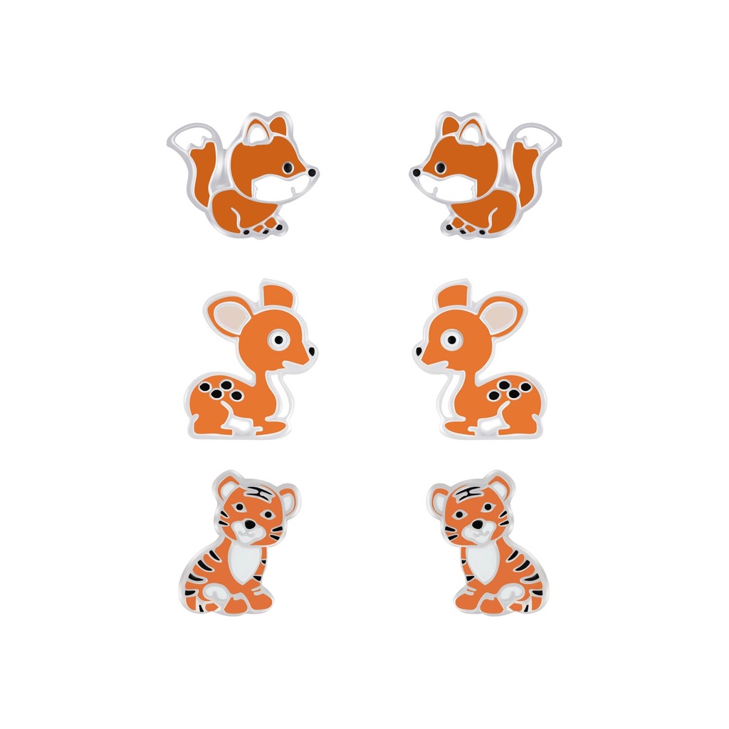 [10010083] Silver Animal Stud Earrings Set