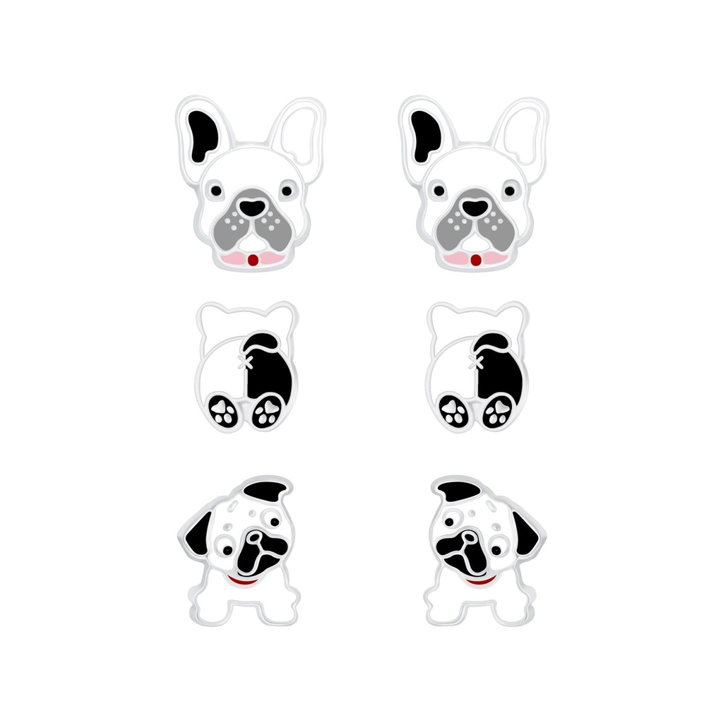 [10010081] Lot de puces d'oreilles amoureux chien en argent