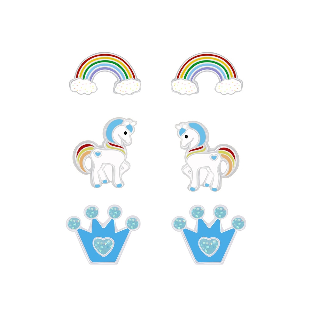 [10010079] Lot de puces d'oreilles colorées en argent