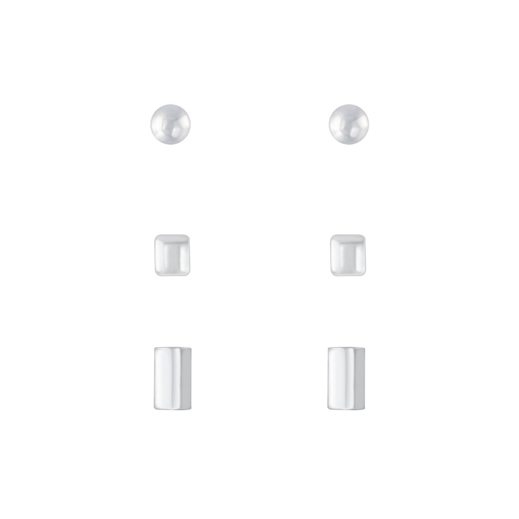 Silver Minimal Stud Earrings Set