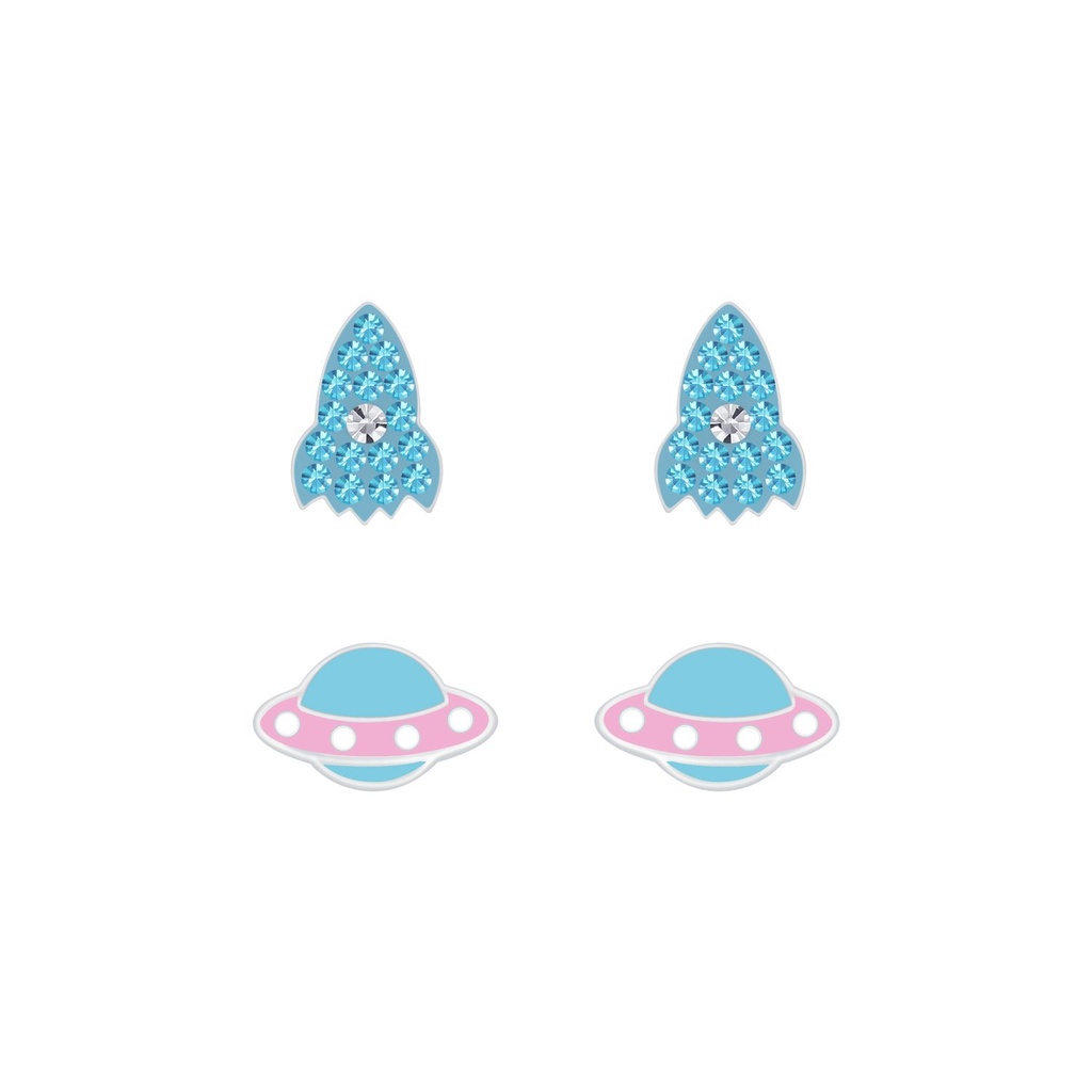Lot de puces d'oreilles espace en argent