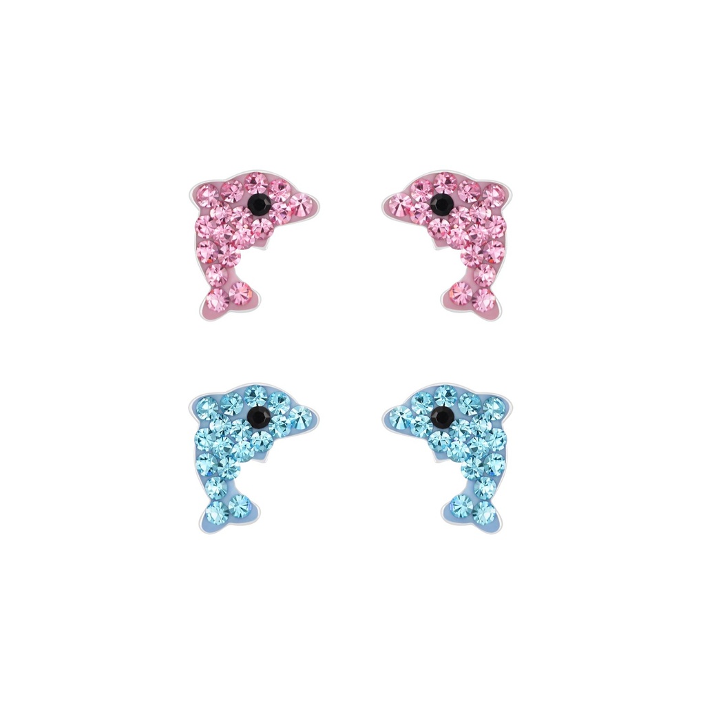 Lot de puces d'oreilles dauphin en argent