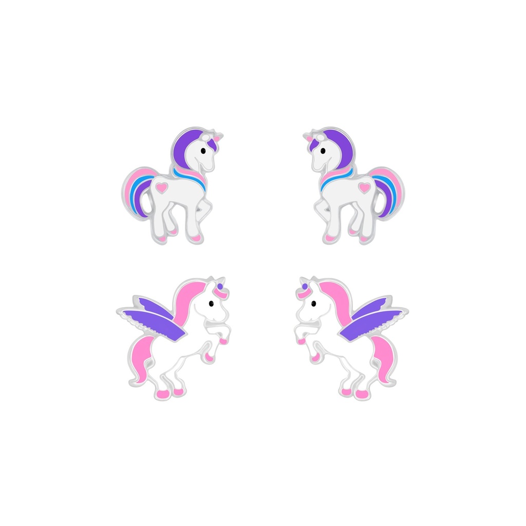 [10010030] Silver Unicorn Stud Earrings Set