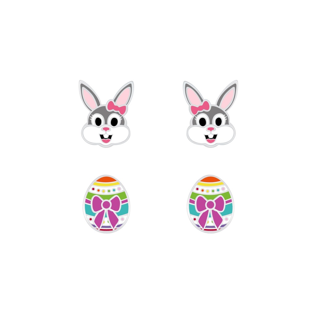 [10010024] Lot de puces d'oreilles Pâques en argent