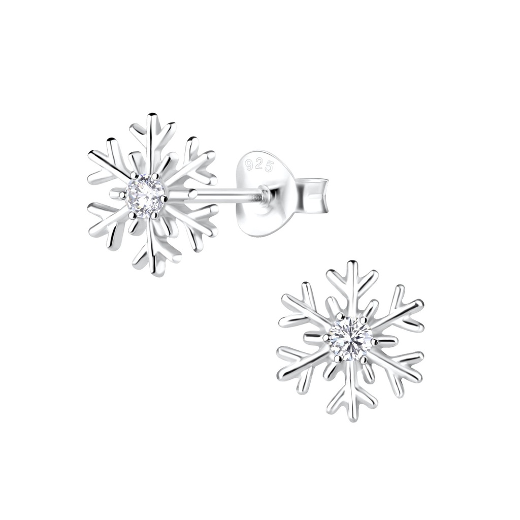 Silver Snowflake Stud Earrings