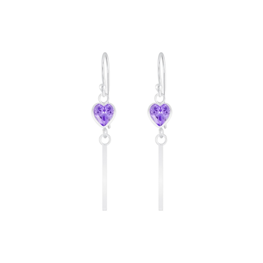 Silver Heart Cubic Zirconia Earrings