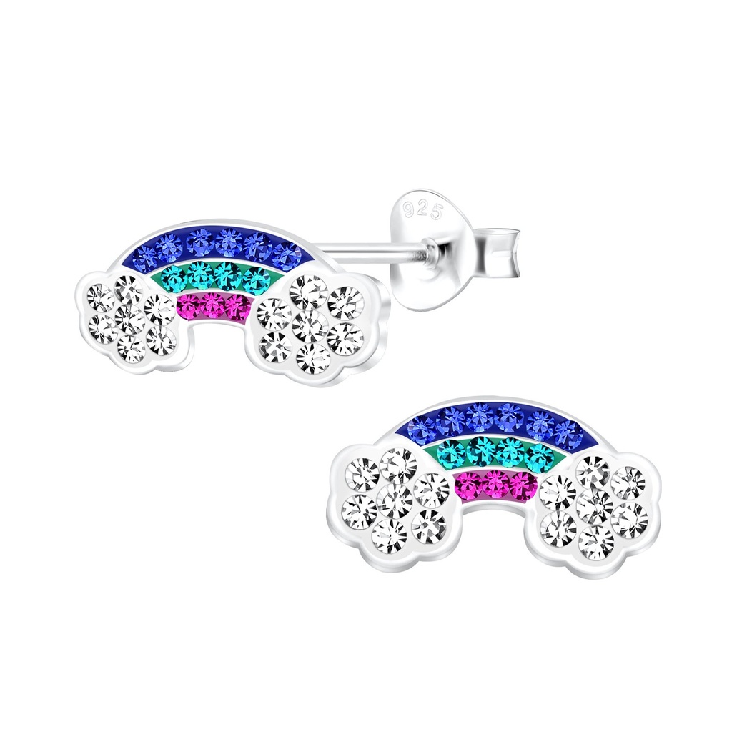 Puces d'oreilles arc-en-ciel en argent