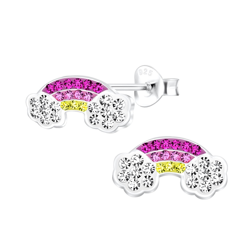 Silver Rainbow Stud Earrings