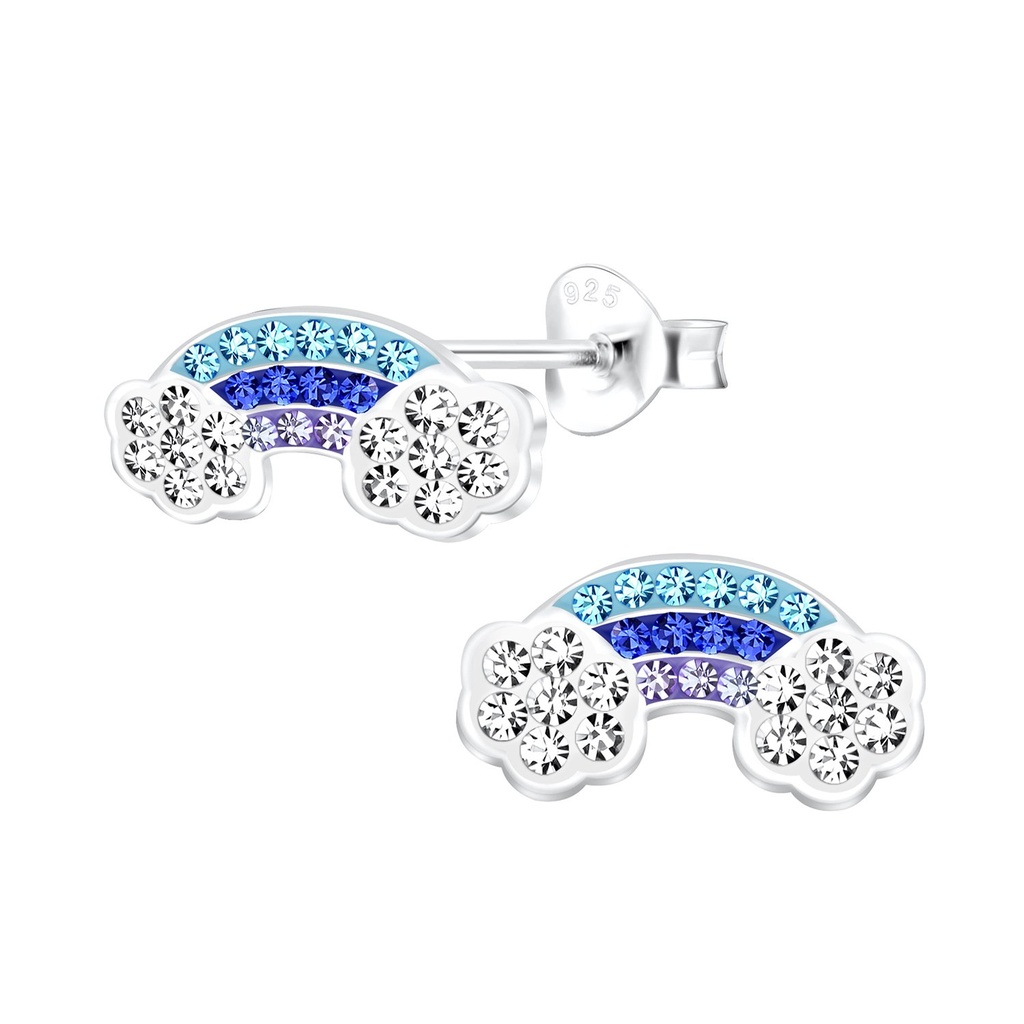 [10009939] Puces d'oreilles arc-en-ciel en argent