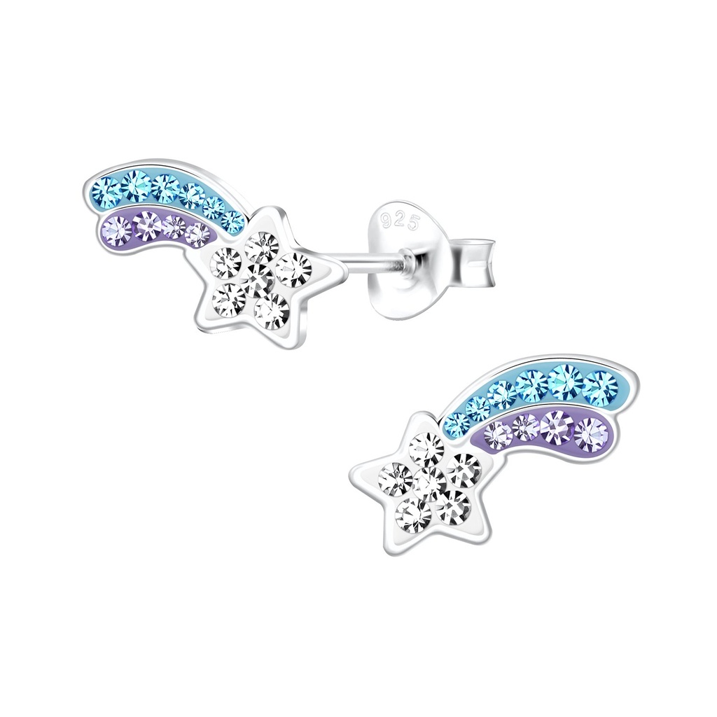 Puces d'oreilles étoile filante en argent