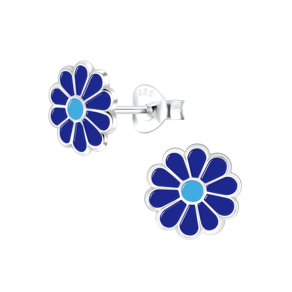 Puces d'oreilles fleur marguerite en argent