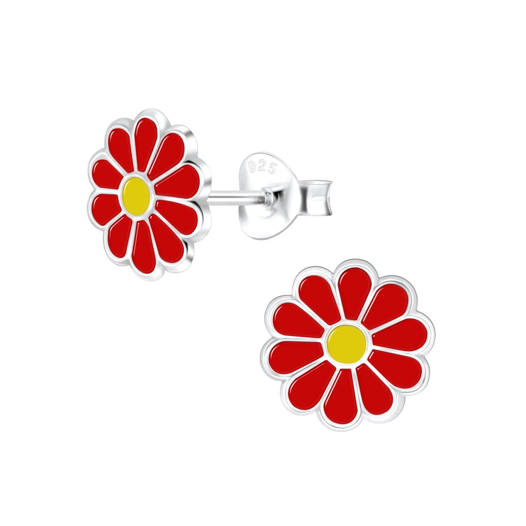 Puces d'oreilles fleur marguerite en argent