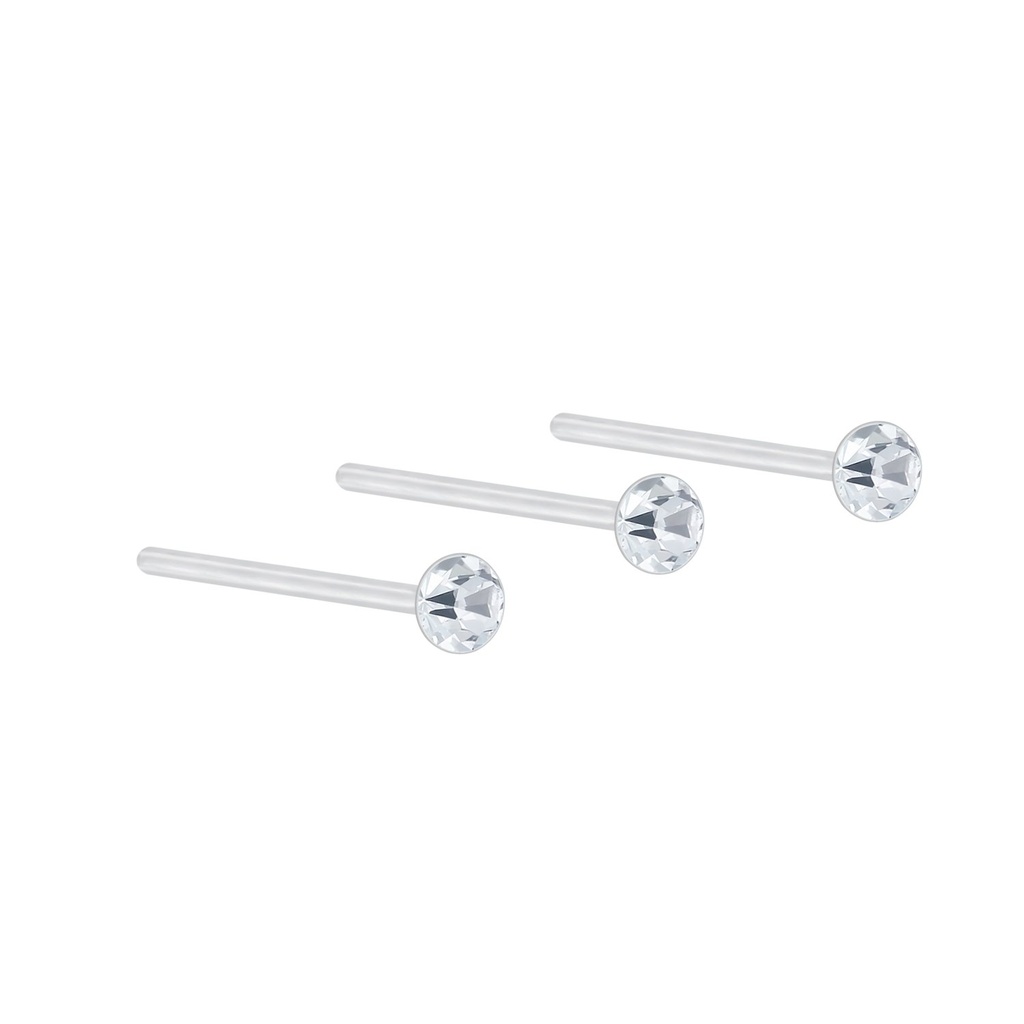 Lot de 3 clous de nez en argent cristal 2.5 mm