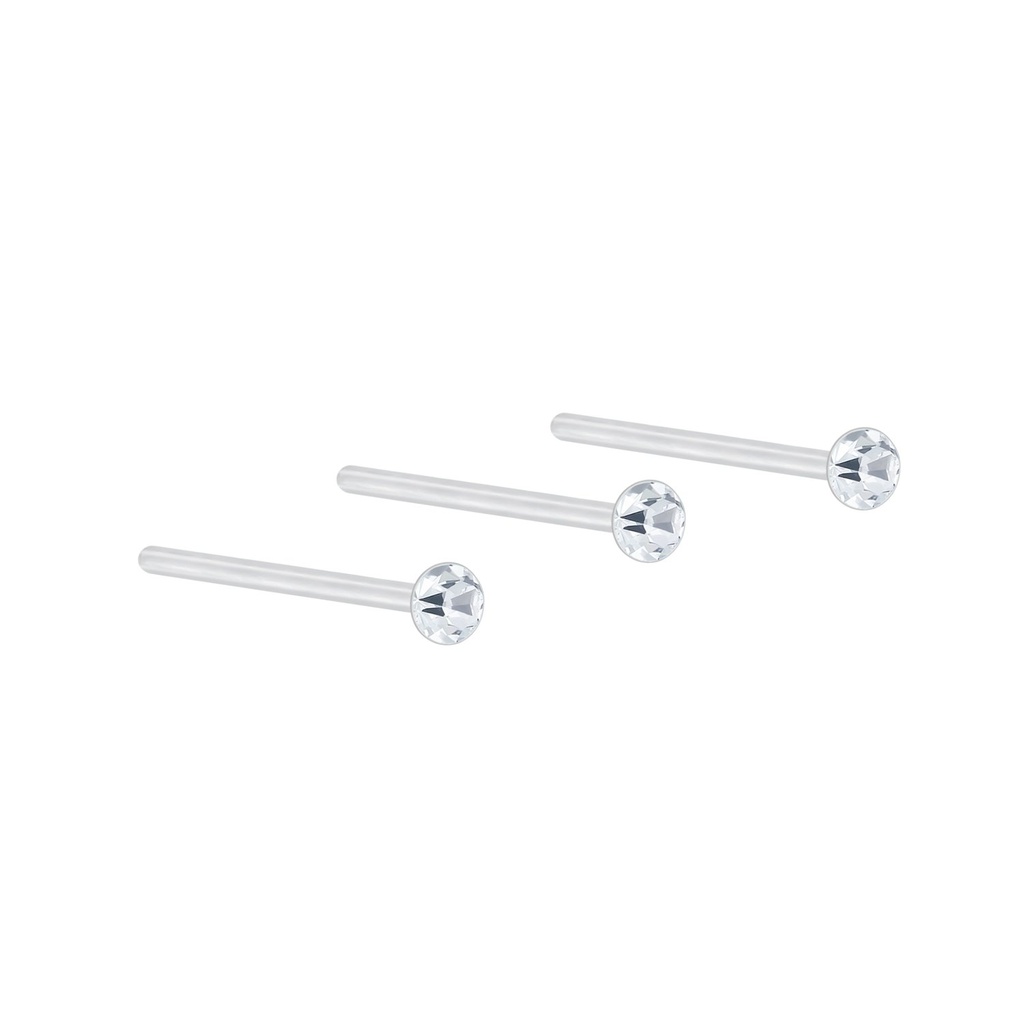 Lot de 3 clous de nez en argent cristal 2 mm