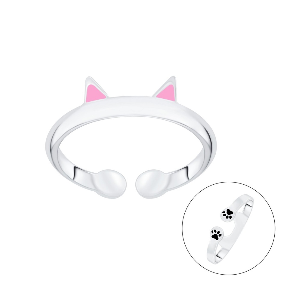 Bague chat ouverte en argent